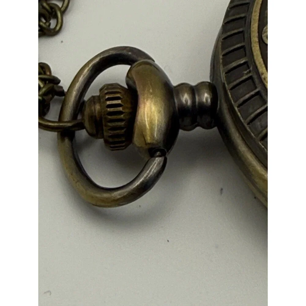 Steampunk Antique Bronze Unisex Quartz Pocket Watch Necklace Chain